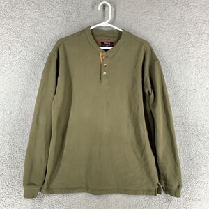 Woolly Sweater Mens L Green‎ Henley Long Sleeve Pullover Sweatshirt